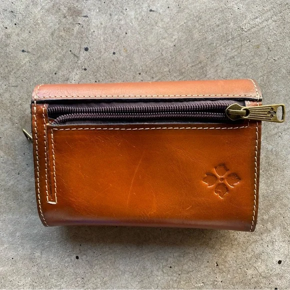 Patricia Nash Wallet Cognac Trifold Cametti Florence Leather EUC - Picture 2 of 8